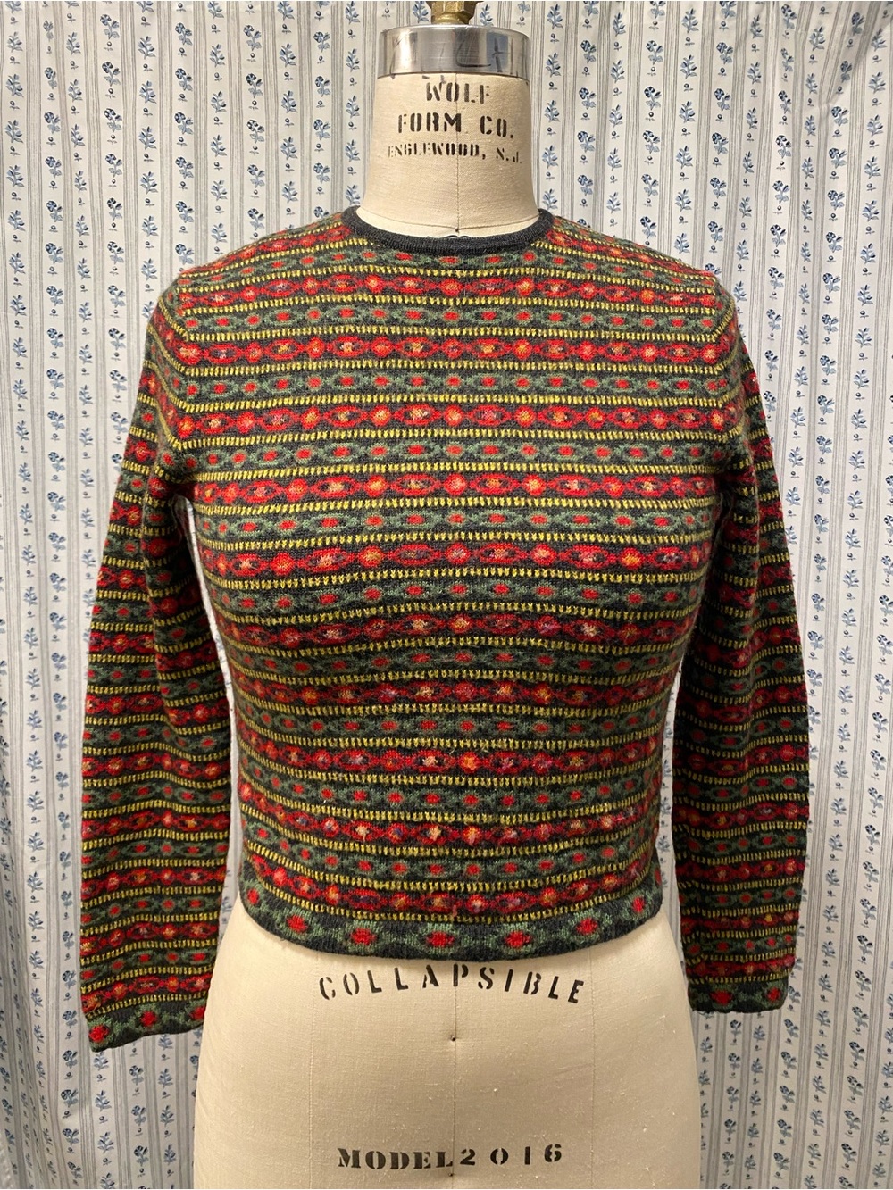 Vintage Benetton Womens Multi-Color Crewneck Sweater XS